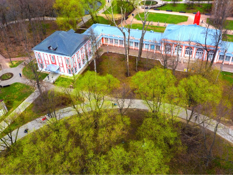 Усадьба Воронцово с высоты: корпуса и парк вокруг